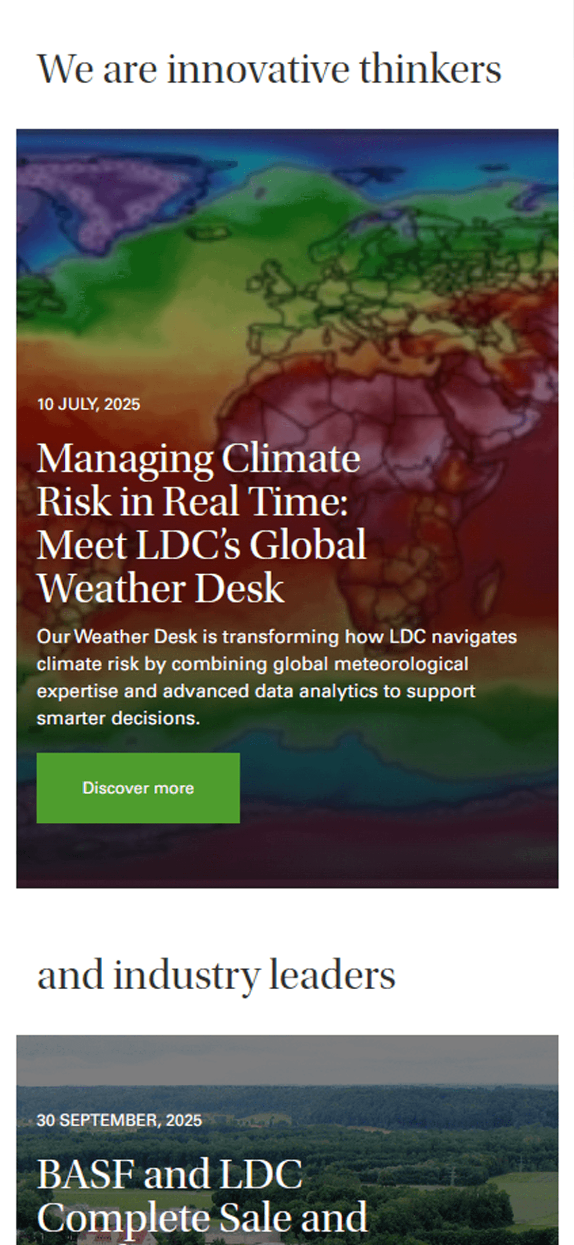 Innovation and news mobile view