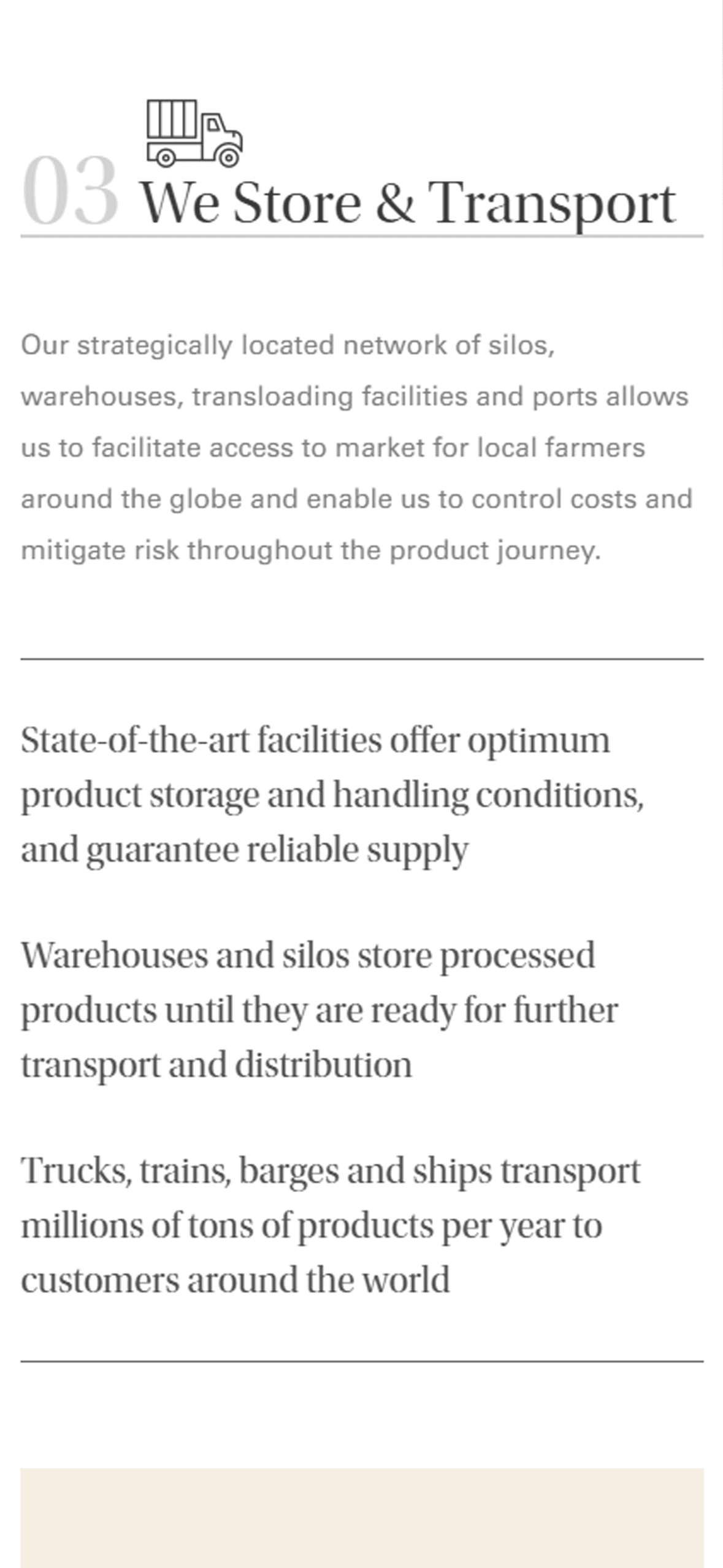 Value chain mobile view